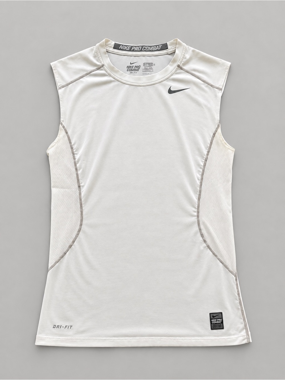 Nike White Sleeveless Pro Combat Training Tank